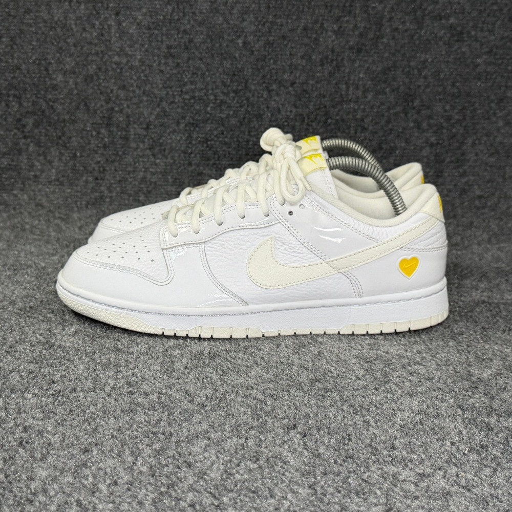 Nike Dunk Low Shoes Women's 9.5 Valentines Day Yellow Heart White Retro Athletic - Picture 4 of 13